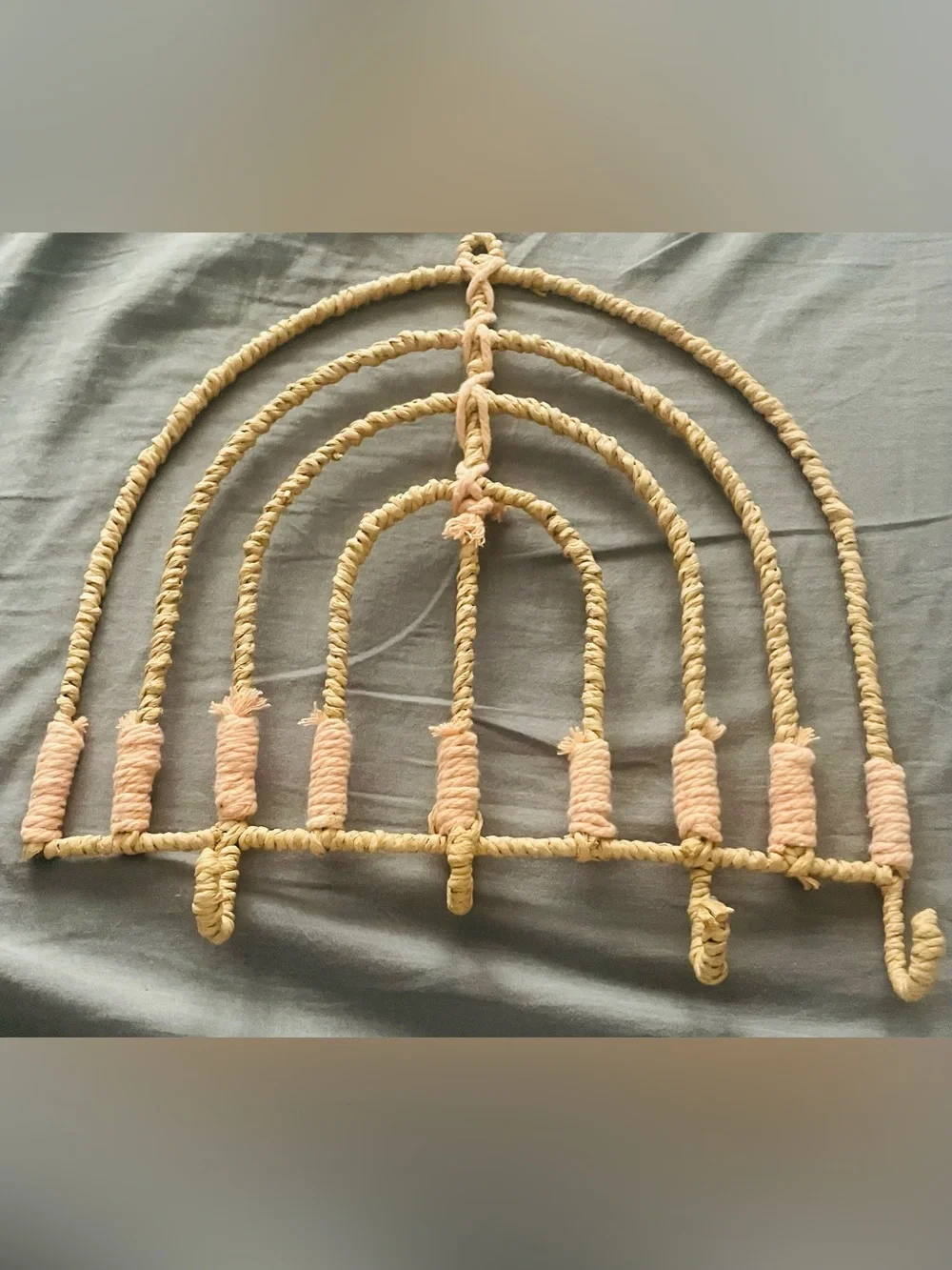 Handcrafted Rope Wall Hanging in Natural and Pink